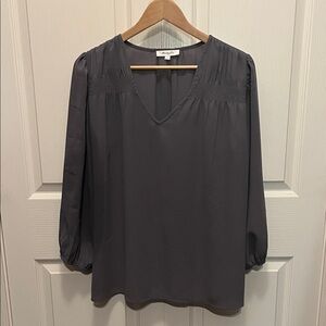 Elegant Gray V-Neck Blouse